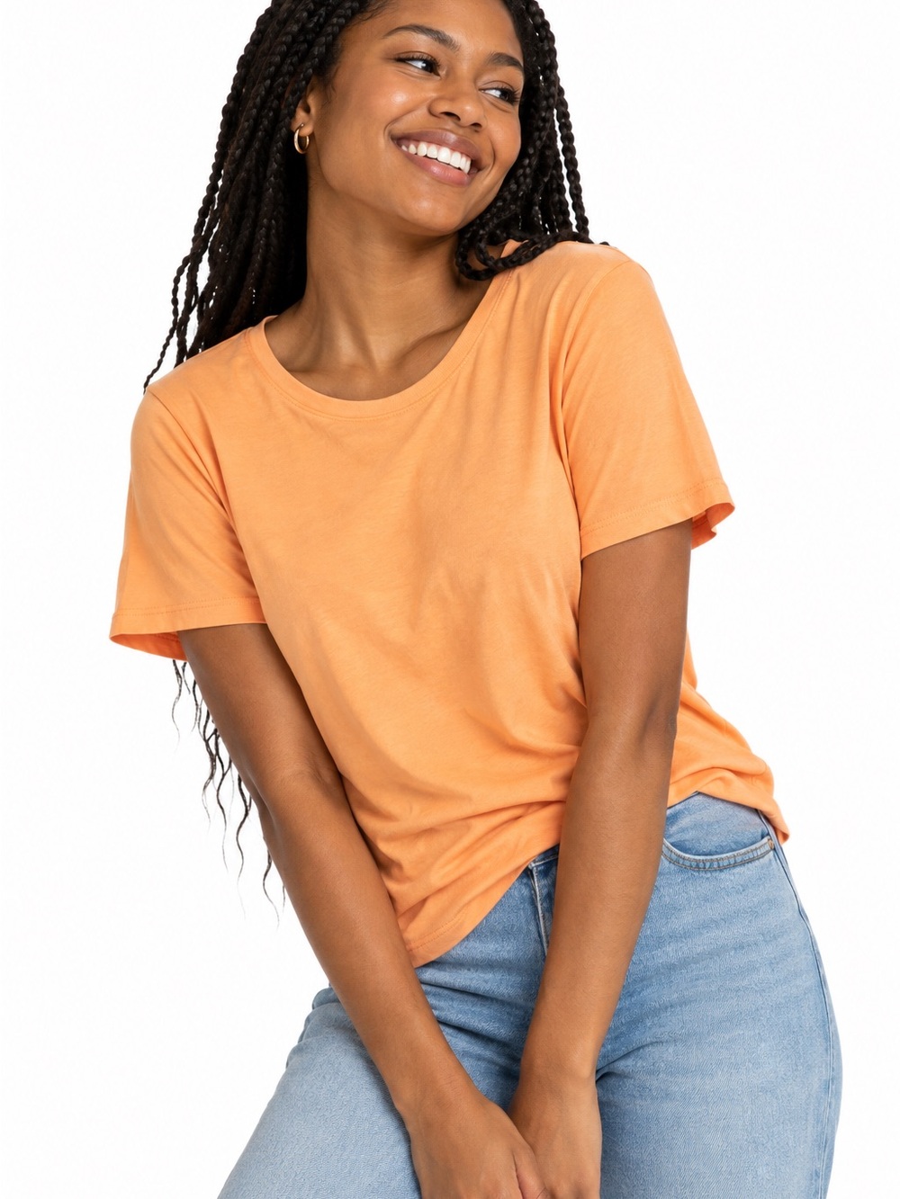 Talbots Classic Scoop Neck 100% Cotton Tee in Soft Orange